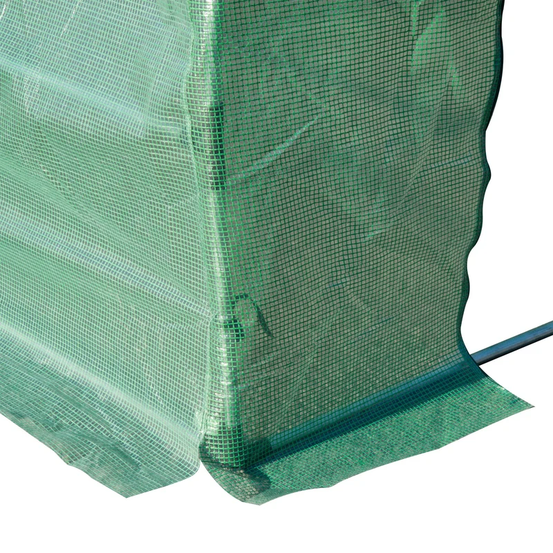 Bâche de rechange serre tunnel jardin 6 x 3 x 2 m protection froid porte zippée design épuré en polyéthylène vert foncé 21_0004158