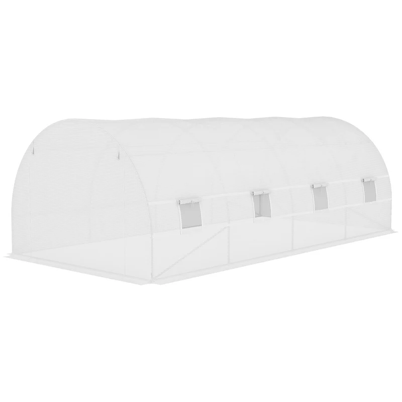 Bâche de rechange serre tunnel 6 x 3 x 2 m protection anti uv et porte enroulable moderne épuré en polyéthylène blanc 21_0004164