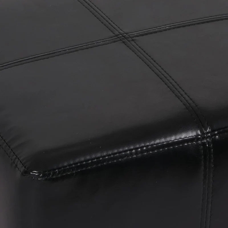 Pouf cube assise repose pieds 36 cm multifonction design moderne robuste noir cuir et simili cuir 04_0008578