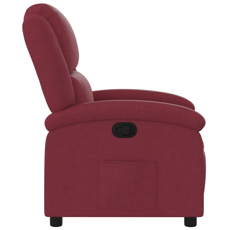 Fauteuil relax TV rembourrage confortable fonction d'inclinaison manuelle en tissu rouge bordeaux DEC028147