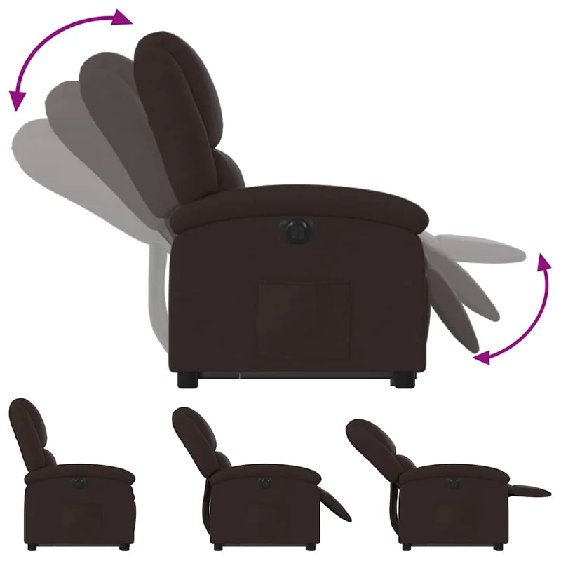 Fauteuil relax TV fonction de levage électrique très confortable en tissu marron foncé DEC028419