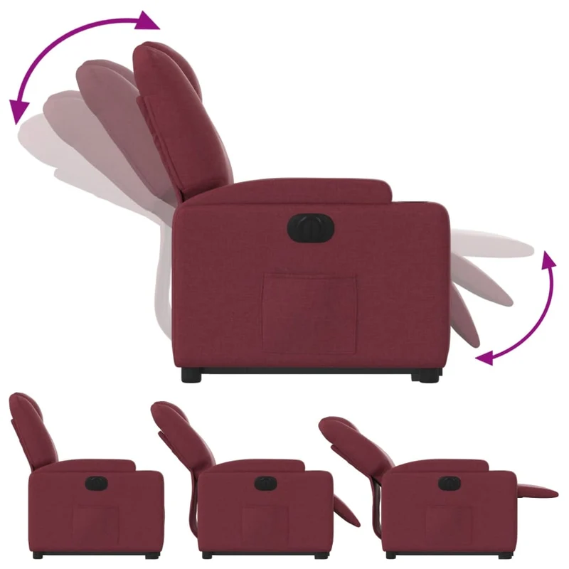 Fauteuil relax TV fonction de levage électrique très confortable en tissu rouge bordeaux DEC028536