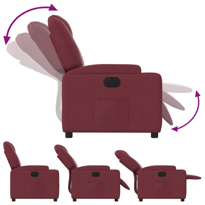 Fauteuil relax TV fonction de levage électrique très confortable en tissu rouge bordeaux DEC028544