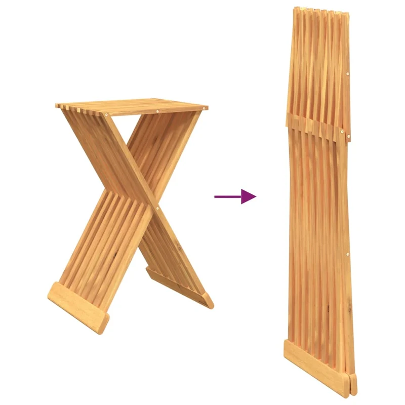 Tabouret assise pliante 40 x 32,5 x 70 cm en bois massif de teck brun DEC026366