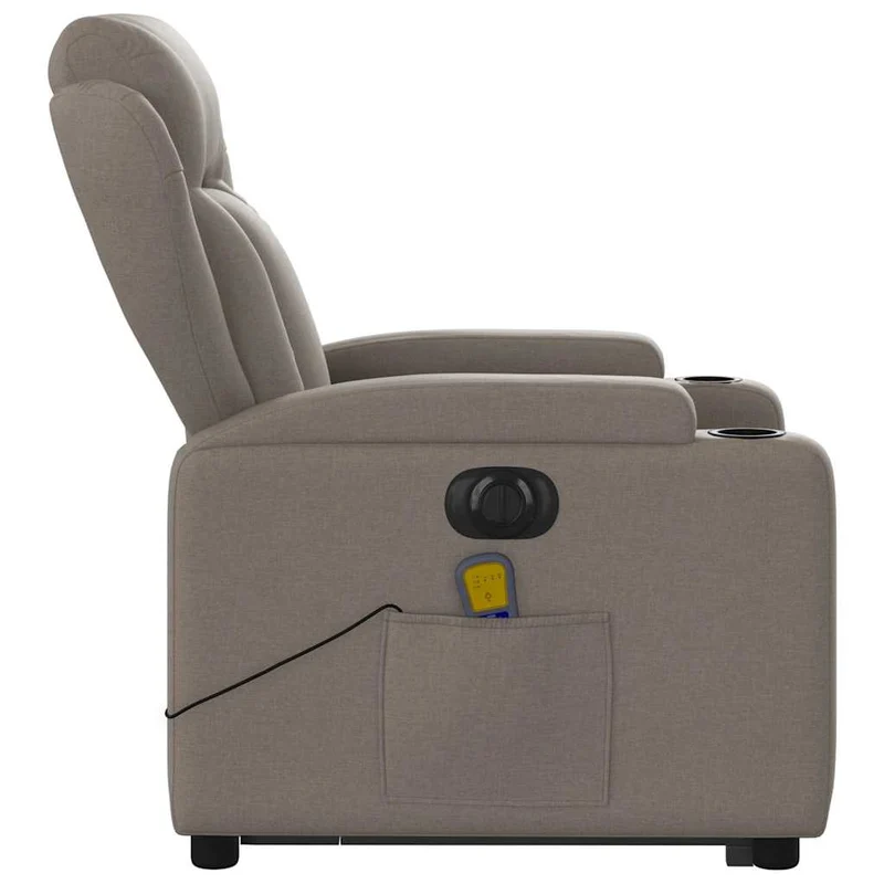 Fauteuil de relaxation fonction massage et inclinable fonction de levage électrique en tissu taupe DEC027865