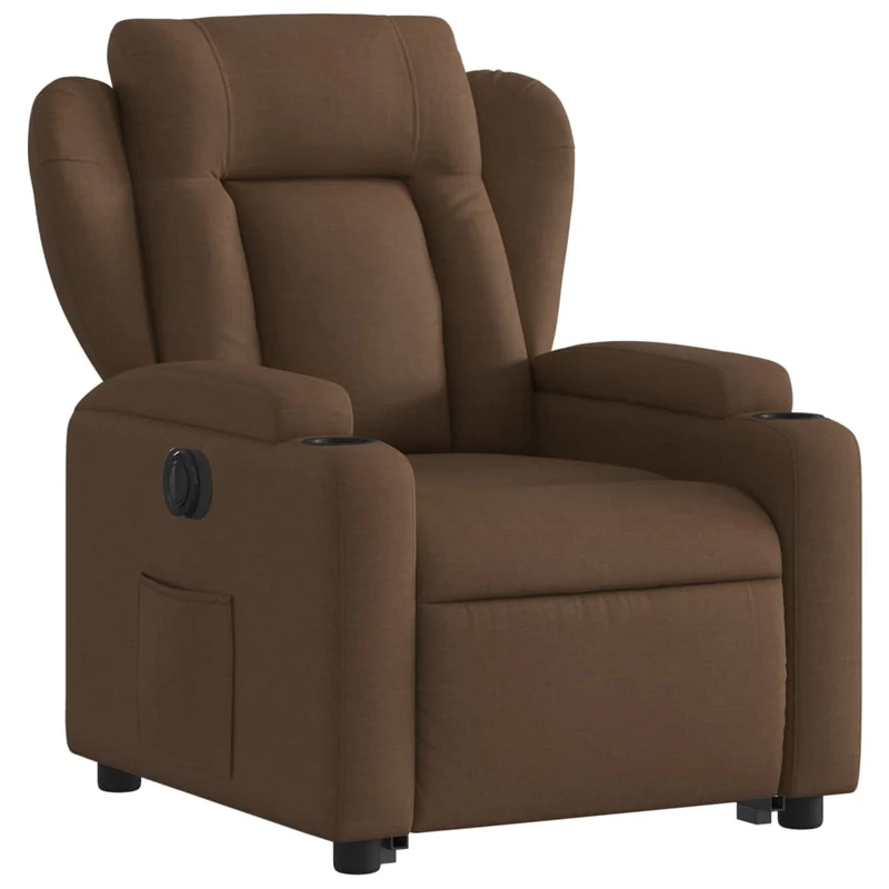 Fauteuil relax TV fonction de levage électrique très confortable en tissu marron DEC028452