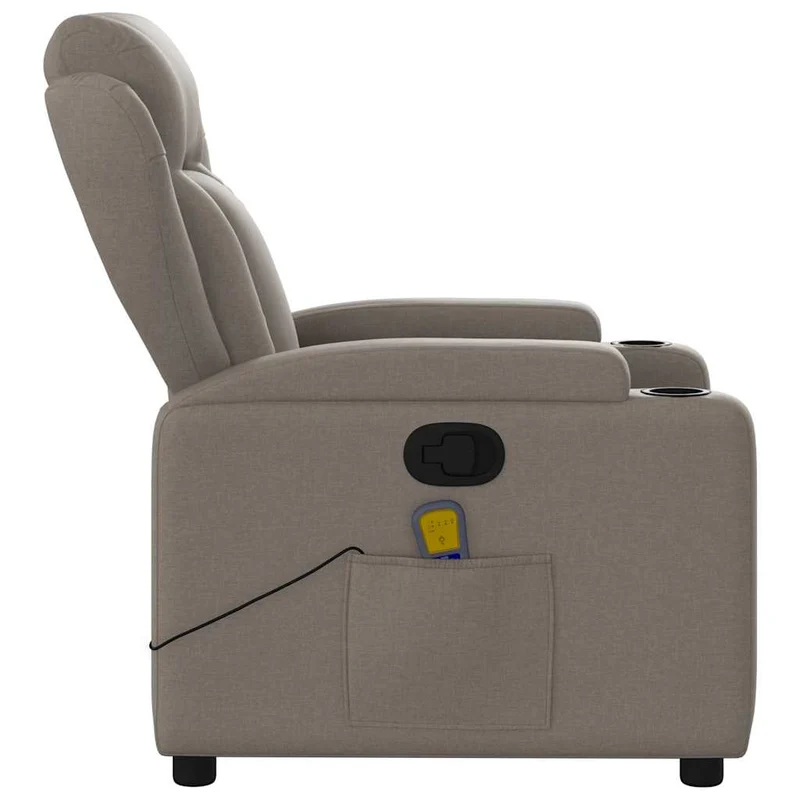 Fauteuil de relaxation TV fonction massage inclinable 6 points de massage en tissu taupe DEC027111