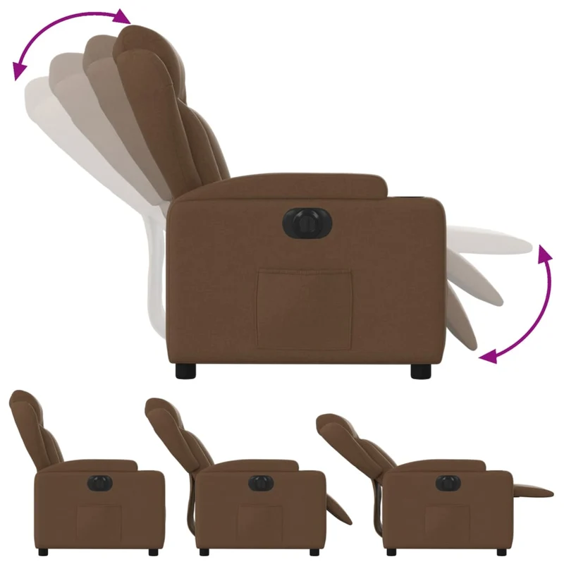 Fauteuil relax TV fonction de levage électrique très confortable en tissu marron DEC028450