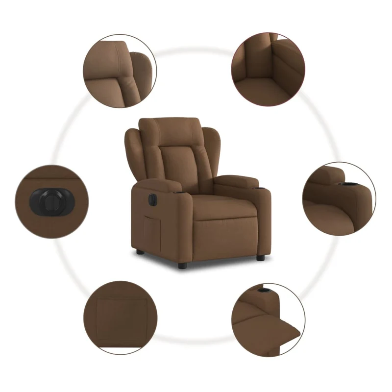 Fauteuil relax TV fonction de levage électrique très confortable en tissu marron DEC028450