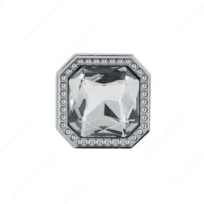 Bouton contemporain en métal et cristal - 2626