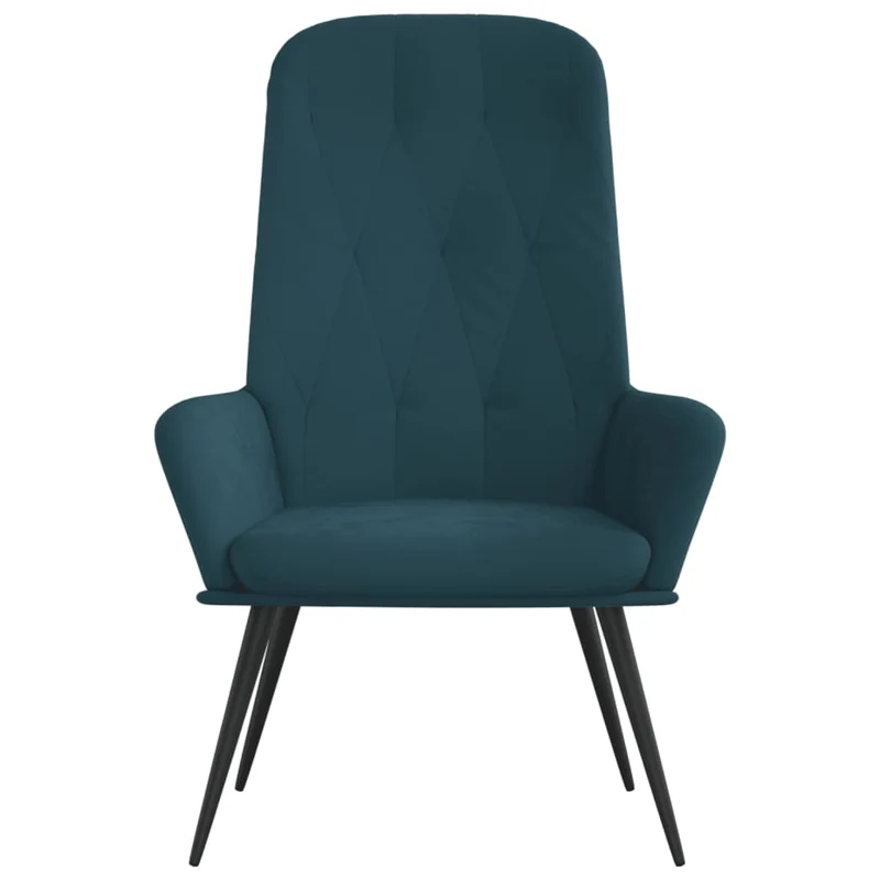 Fauteuil lounge chaise de canapé dossier haut design moderne en velours bleu DEC026651