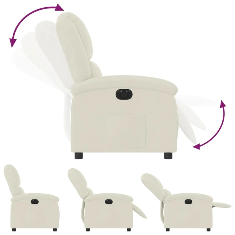 Fauteuil relax TV fonction d'inclinaison électrique très confortable en velours crème DEC028296