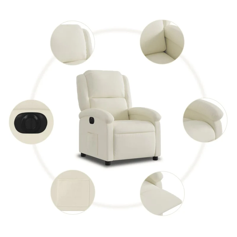 Fauteuil relax TV fonction d'inclinaison électrique très confortable en velours crème DEC028296