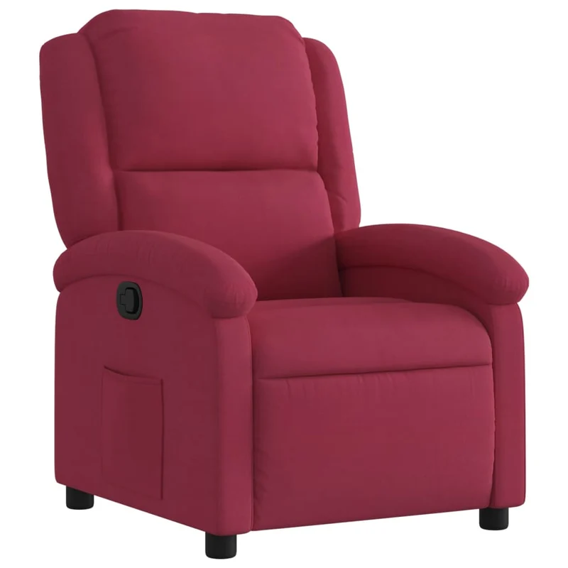 Fauteuil relax TV rembourrage confortable fonction d'inclinaison manuelle en velours rouge DEC028164