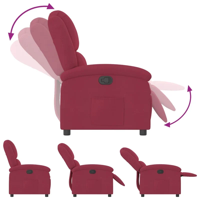 Fauteuil relax TV rembourrage confortable fonction d'inclinaison manuelle en velours rouge DEC028164