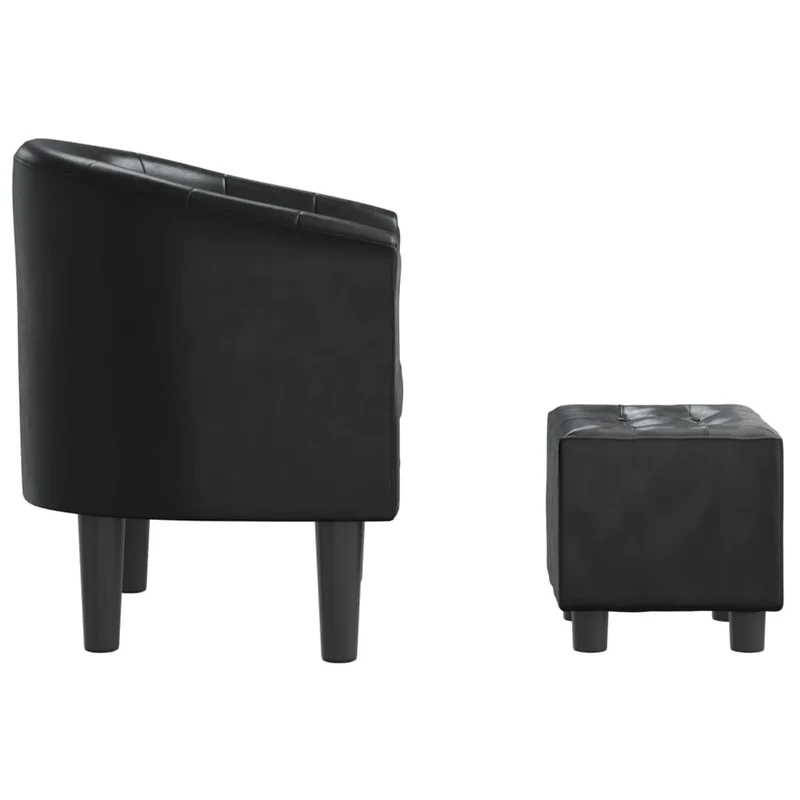 Fauteuil lounge assise confortable design moderne avec repose-pied PVC noir DEC026429