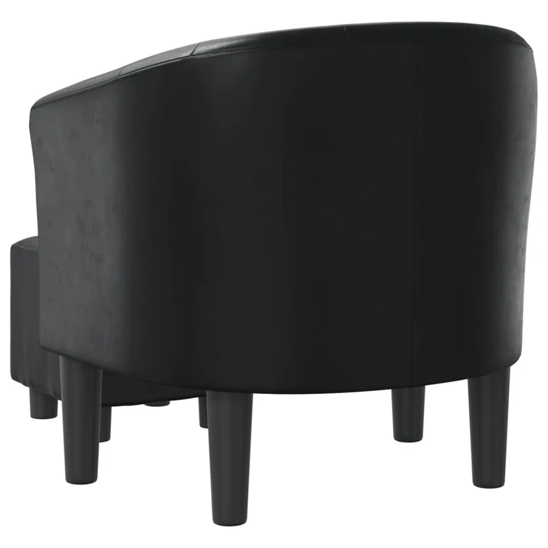 Fauteuil lounge assise confortable design moderne avec repose-pied PVC noir DEC026429