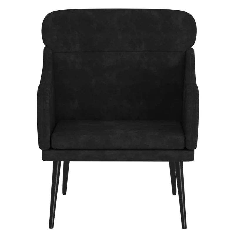 Fauteuil lounge design et moderne 63 x 76 x 80 cm velours noir et métal DEC028649