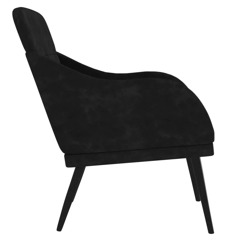 Fauteuil lounge design et moderne 63 x 76 x 80 cm velours noir et métal DEC028649