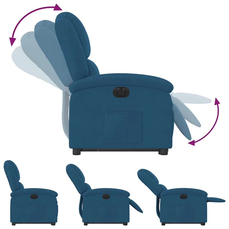 Fauteuil relax TV fonction de levage électrique très confortable en velours bleu DEC028241