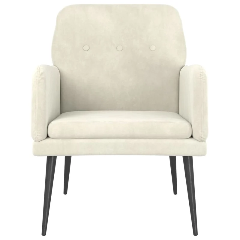 Fauteuil lounge design moderne 62 x 79 x 79 cm velours crème et métal DEC026863