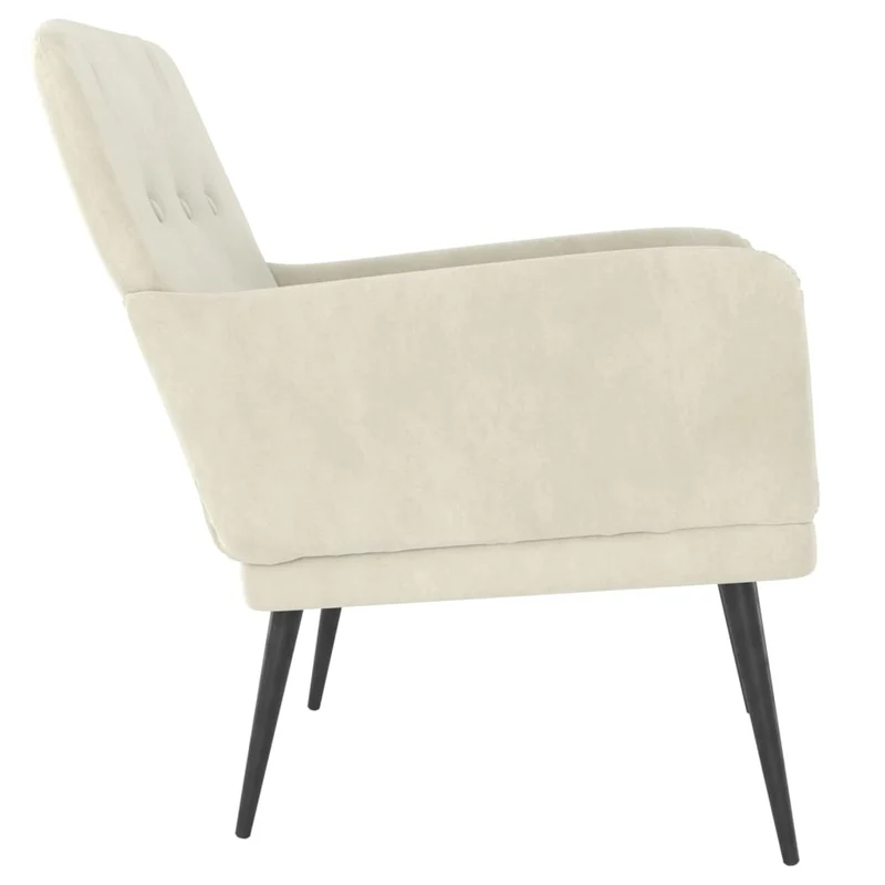 Fauteuil lounge design moderne 62 x 79 x 79 cm velours crème et métal DEC026863