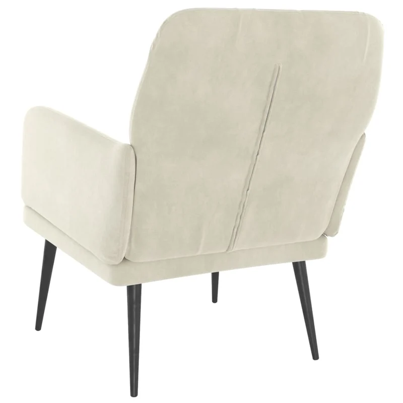 Fauteuil lounge design moderne 62 x 79 x 79 cm velours crème et métal DEC026863