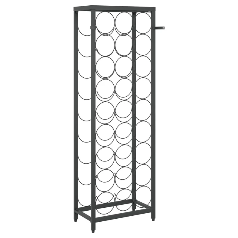 Casier range bouteilles étagère de rangement vin de 27 bouteilles 34 x 18 x 100cm fer forgé noir DEC024278