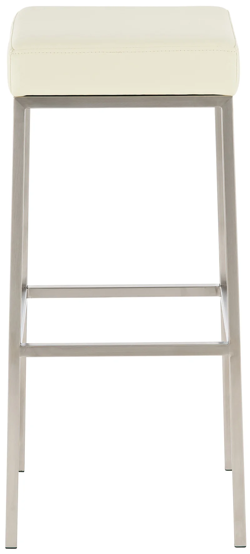 Tabouret de bar design moderne assise confortable en synthétique crème pieds acier inoxydable brossé 10_0000643