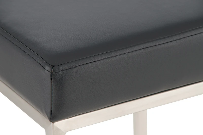 Tabouret de bar rembourré revêtement synthétique noir avec repose-pieds acier inoxydable hauteur de l'assise 85 cm TDB10248