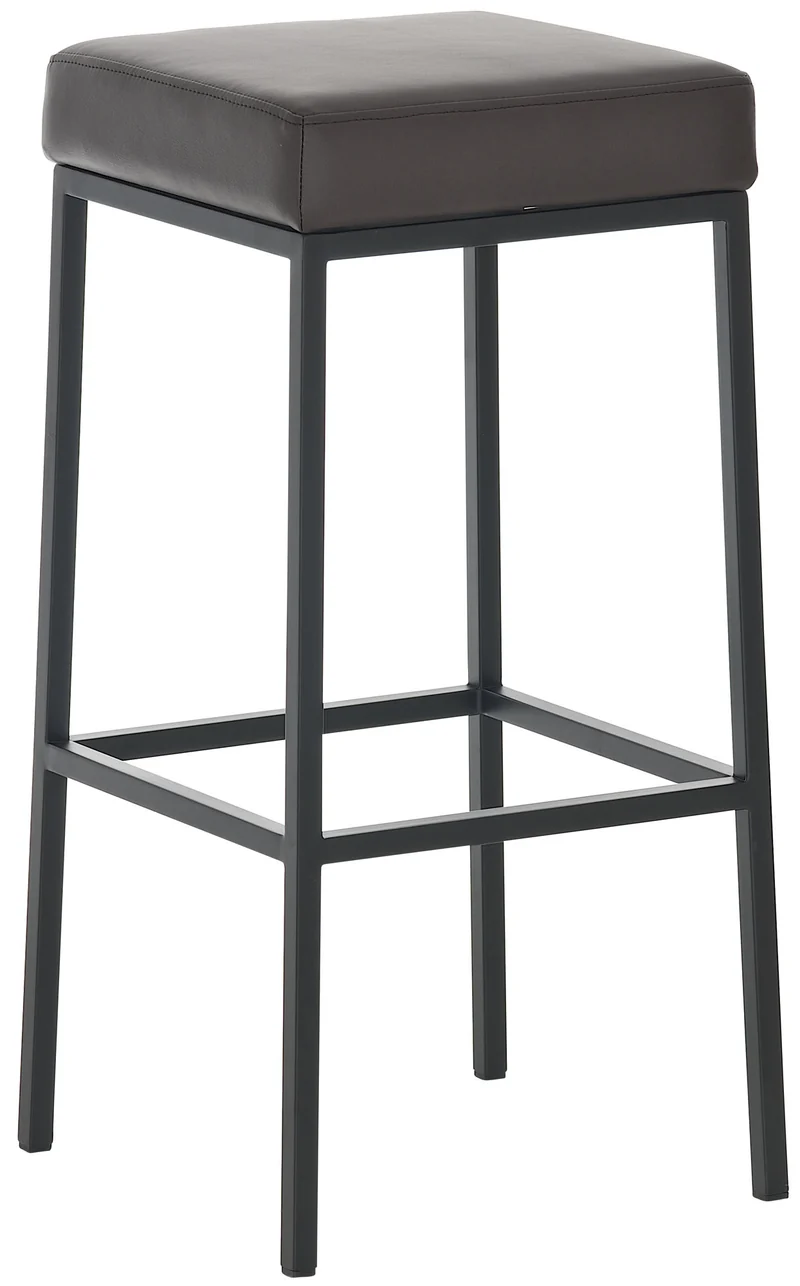 Lot de 2 tabourets de bar avec repose-pieds design simple hauteur 85 cm en PVC marron et métal noir 10_0004379