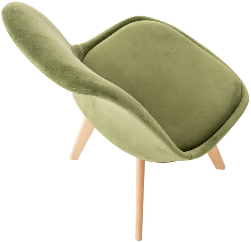 Chaise de salle à manger x1 design scandinave en velours vert clair et pieds en bois clair 10_0002287