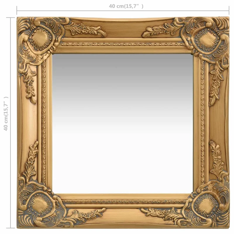 Miroir mural carré style baroque 40x40 cm Doré DEC022847