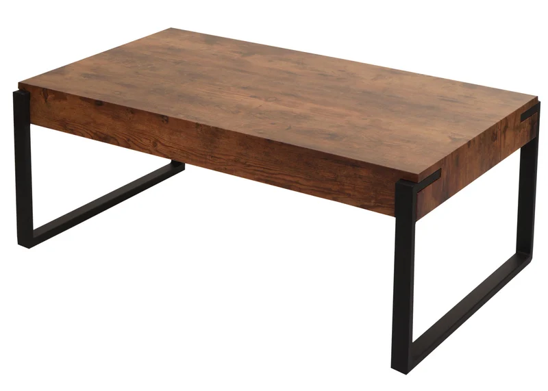 Table basse hwc-l53 table de salon table d'appoint table de canapé métal 43 x 110 x 64 cm chêne sauvage foncé 04_0008438