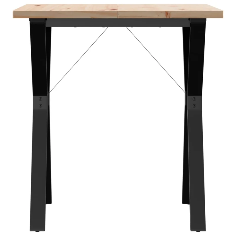 Table de salle à manger cuisine design industriel 70 x 70 x 75,5cm bois de pin massif et acier DEC036837