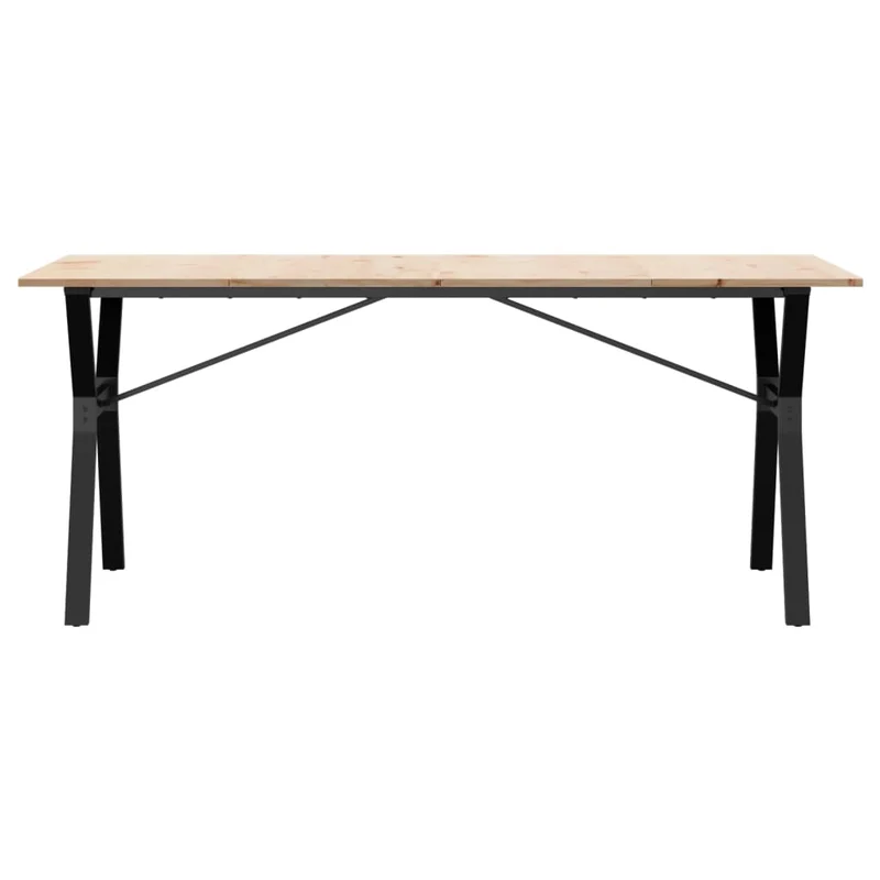 Table de salle à manger design industriel 180 x 90 x 75 cm bois de pin massif et acier DEC036828