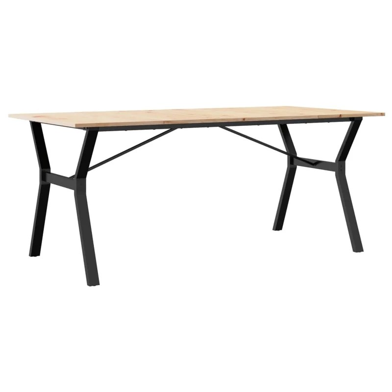 Table de salle à manger design industriel 180 x 90 x 75 cm bois de pin massif et acier DEC036828