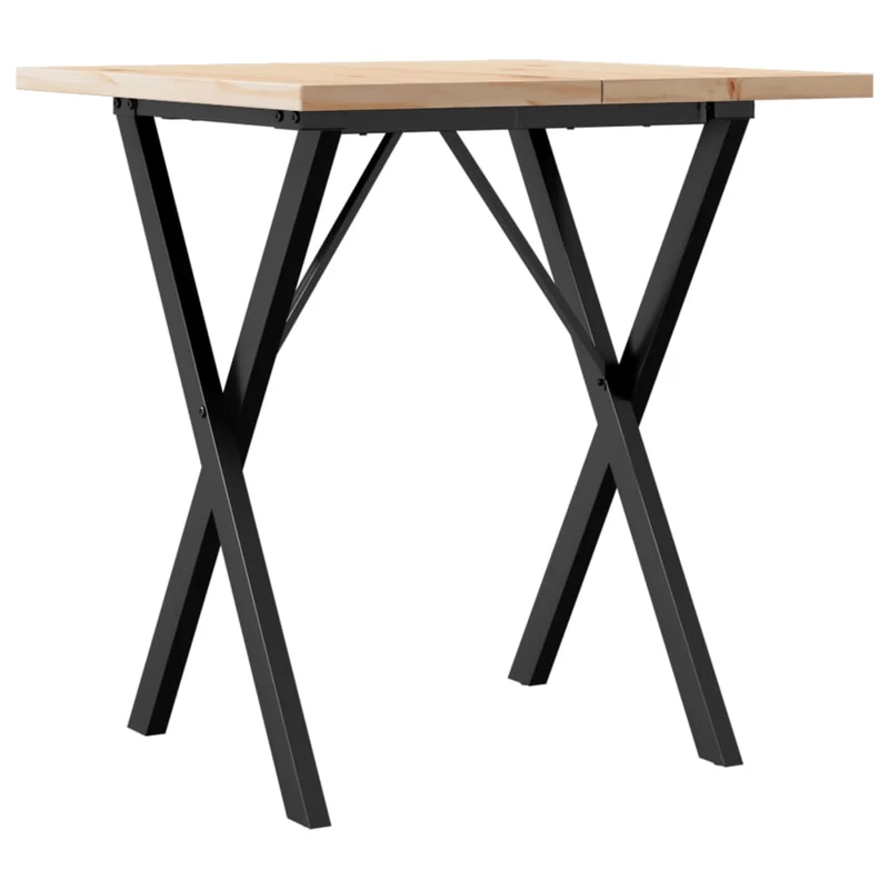 Table de salle à manger design industriel 70 x 70 x 75,5cm bois de pin massif et acier DEC036815