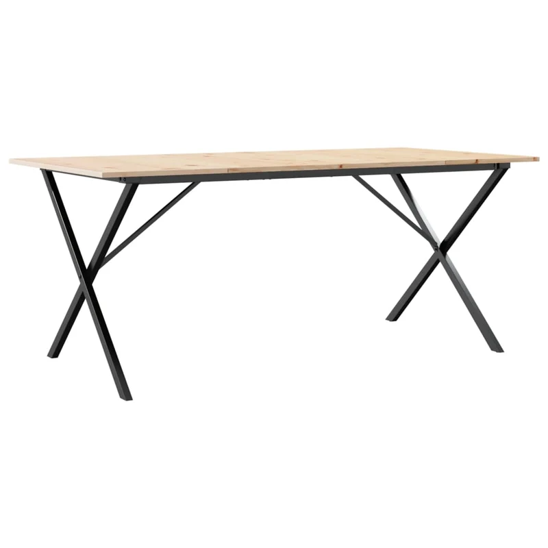 Table de salle à manger design industriel 180 x 90 x 75 cm bois de pin massif et acier DEC036806