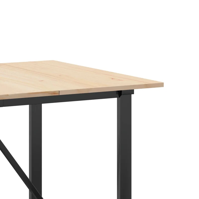 Table de salle à manger design industriel 180 x 90 x 75 cm bois de pin massif et acier DEC036786