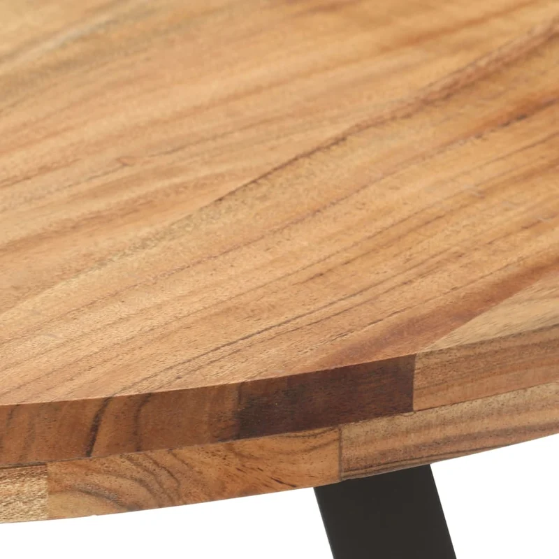Table de salle à manger cuisine table d'appoint 80 cm bois d'acacia et fer DEC036632