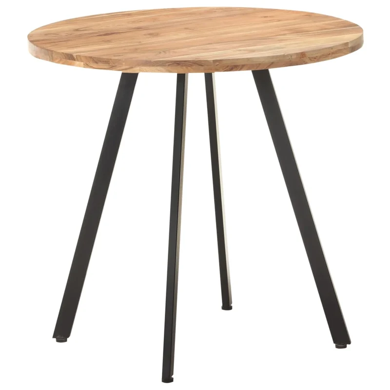 Table de salle à manger cuisine table d'appoint 80 cm bois d'acacia et fer DEC036632
