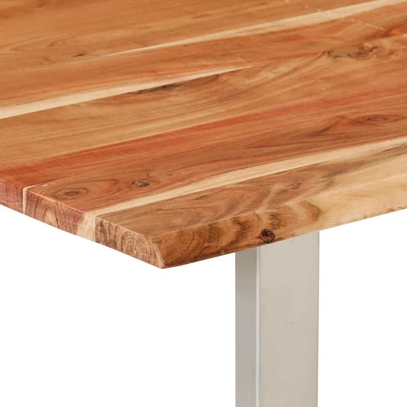 Table de salle à manger design industriel moderne 154 x 80 x 76 cm bois d'acacia et acier DEC036610