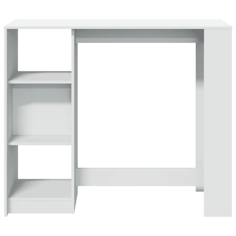 Table d’appoint multifonction table de bar avec étagère 124 x 46 x 103,5 cm bois d'ingénierie blanc DEC036449
