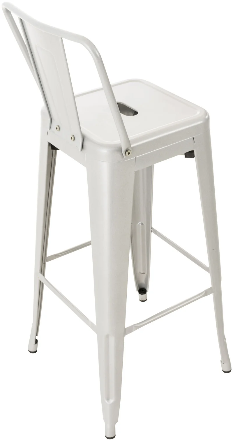 Lot de 2 tabourets de bar design industriel en métal avec repose-pied couleur gris 10_0000967