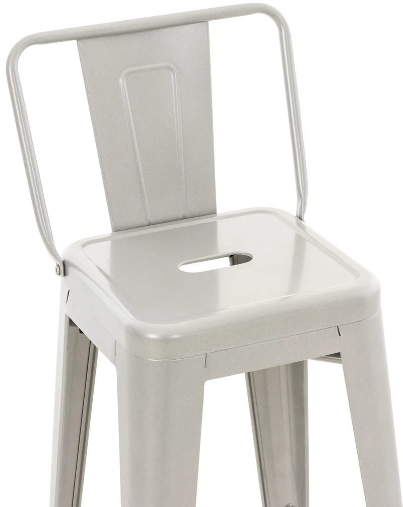 Lot de 2 tabourets de bar design industriel en métal avec repose-pied couleur gris 10_0000967