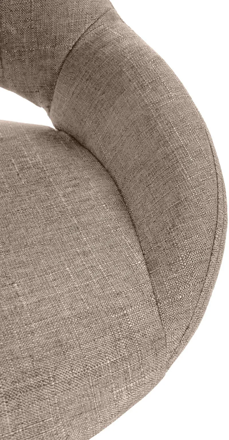 Lot de 2 tabourets de bar réglables en tissu taupe dossier ajouré et pied métal blanc 10_0005582