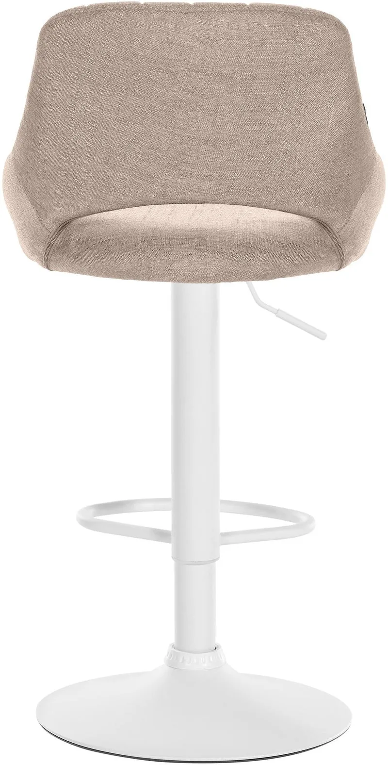 Lot de 2 tabourets de bar réglables en tissu taupe dossier ajouré et pied métal blanc 10_0005582