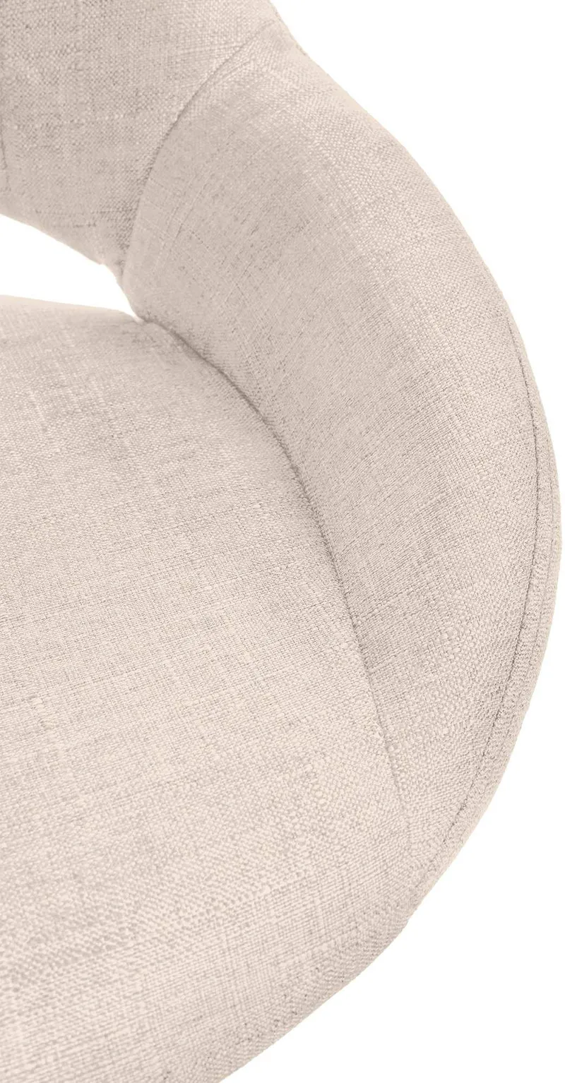 Lot de 2 tabourets de bar avec repose-pieds pivotant et réglable en tissu crème et métal 10_0004356
