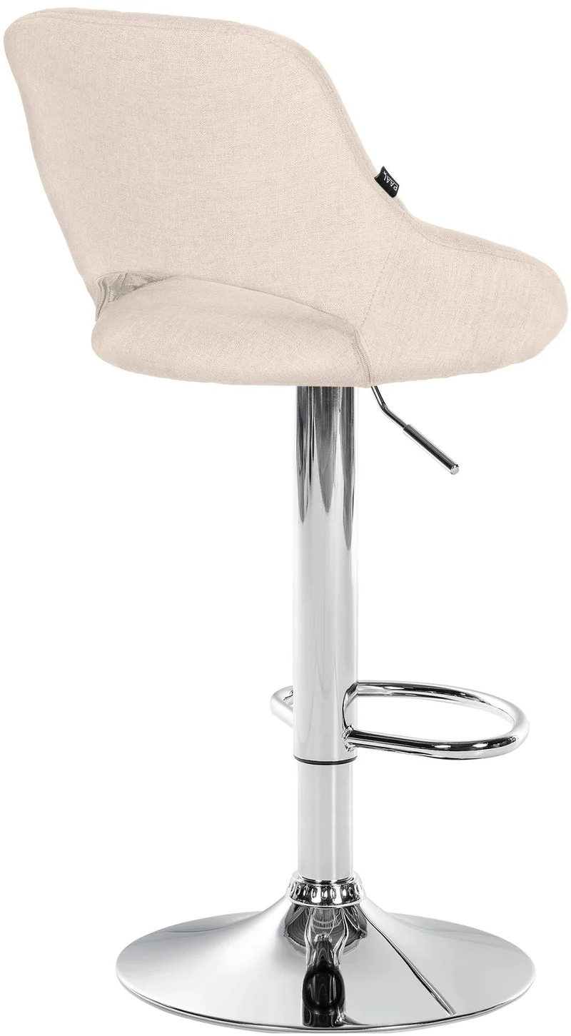 Lot de 2 tabourets de bar avec repose-pieds pivotant et réglable en tissu crème et métal 10_0004356